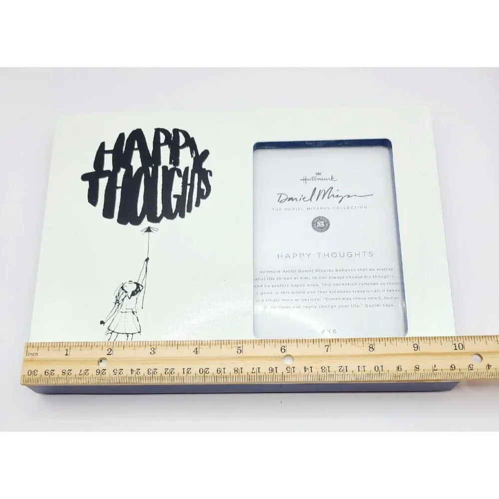 Hallmark Picture Frame Daniel Miyares Happy Thoughts 4x6 photo White & Blue